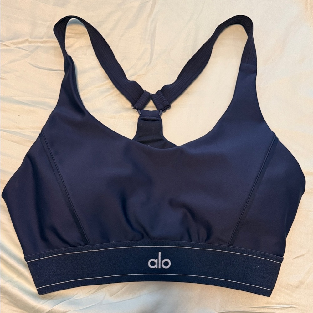 ALO Yoga Airlift Suit Up Set - Navy - Sports Bra & Leggings - Picture 2 of 8
